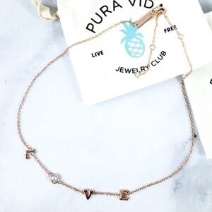 PURA VIDA Rose Gold LOVE Necklace NEW